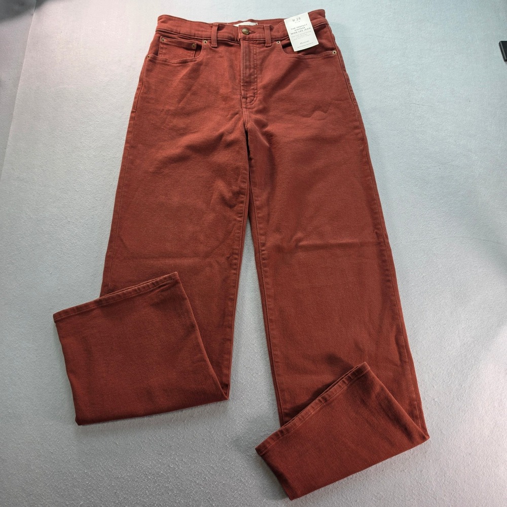 Madewell The Perfect Vintage Wide-Leg Jean Rust Red Orange NW276 Size 28 NEW